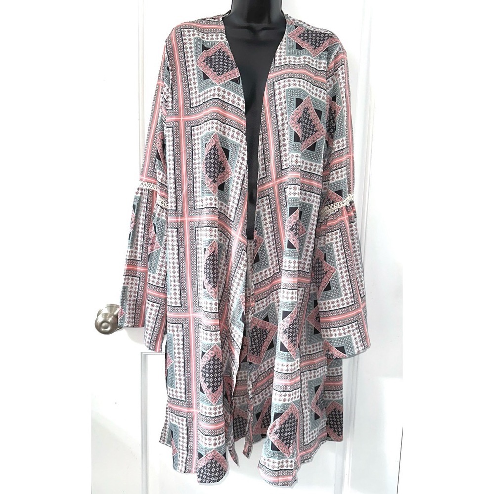 Grace & Emma Multi Color Boho Duster Kimono Shawl size XL/2XL NWT